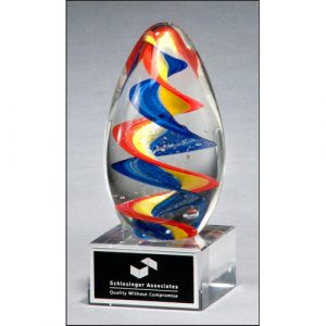 Multi-Color Egg Shape Art Glass Award