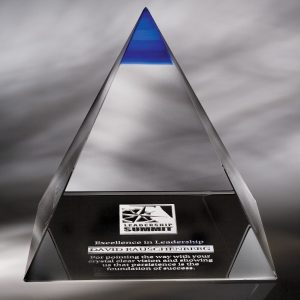 Blue Majestic Optical Crystal Pyramid Award