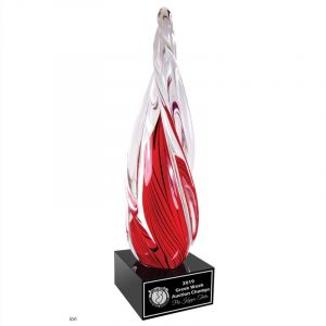 Red Black Spiral Art Glass Award
