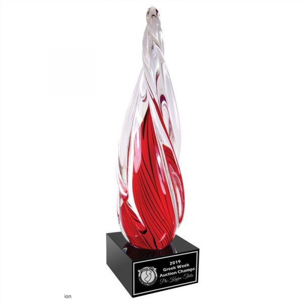 Red Black Spiral Art Glass Award