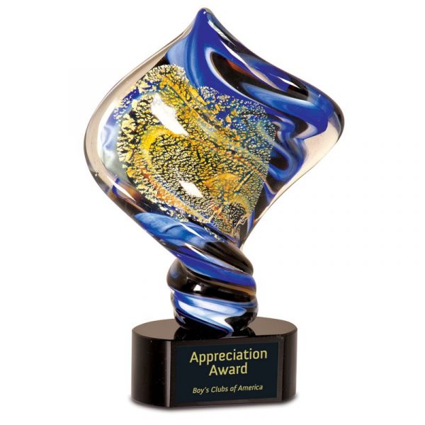Gold Dust Diamond Helix Art Glass Award