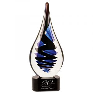 Black Twist Raindrop Art Glass Award