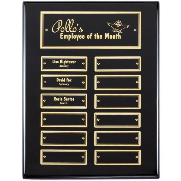 Employee Monthly Recognition Ebony Gold Plaque