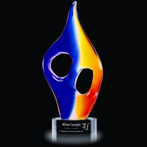 Inferno Blue Gold Hand Made Art Glass Award