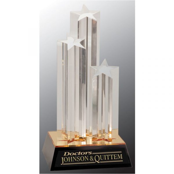 Triple Golden Star Acrylic Award