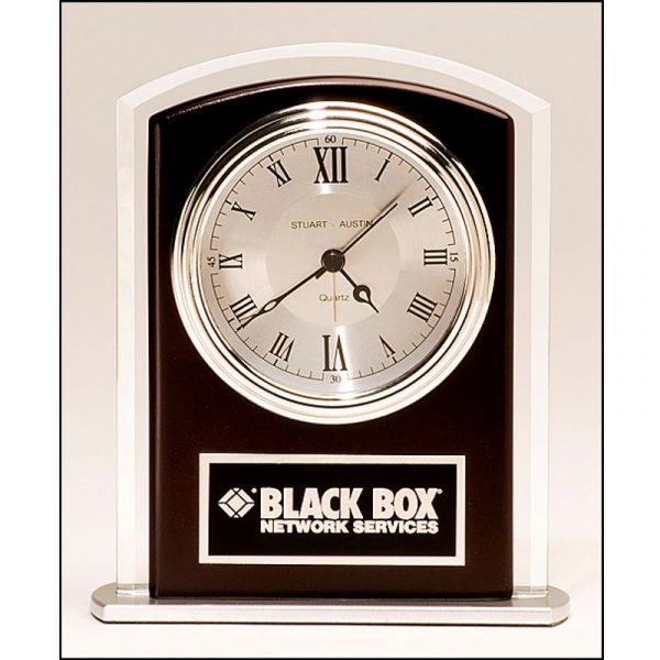 Wood Accent Beveled Glass Clock