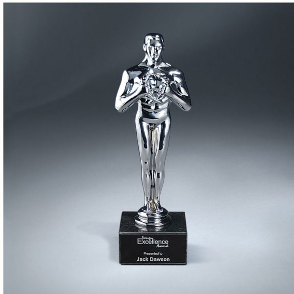 Gleaming Silver Statue of Success Award