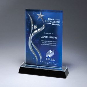Deep Carved Blue Star Acrylic Award