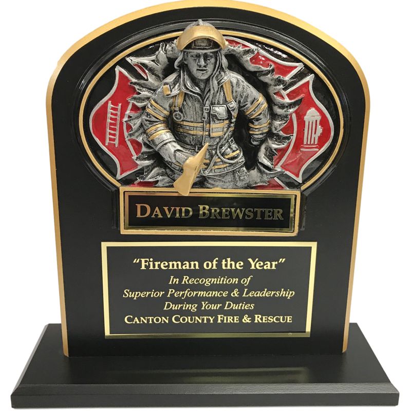 Fireman award or trophy Free Sh about 10”h x 4” wide Set of 3 NEW Firefighter 