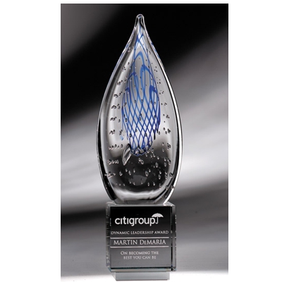 Glistening Raindrop Art Glass Award