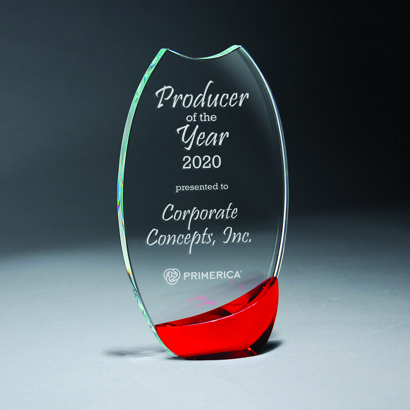 Clear Glass Plus Bold Red Crystal Accent - AwardMakers
