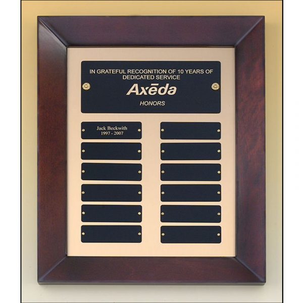 Hand Rubbed Cherry Finish Frame 12 Plate Perpetual Plaque