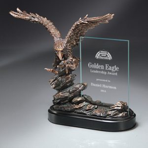 Landing Eagle Sculpture Glass Plaque