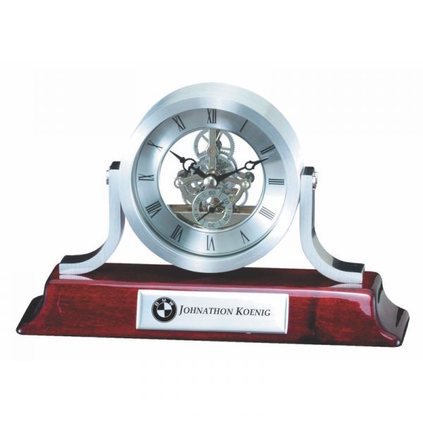 Silver Skeleton Quartz Desk Clock Award