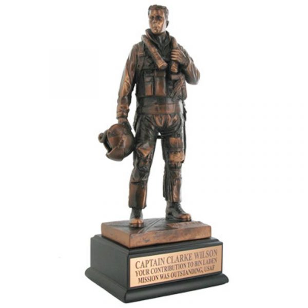Antique Bronze Air Force Fighter Pilot Statue Beautifully detailed in electroplated bronze resin.
