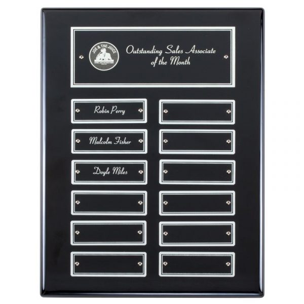 Employee Monthly Recognition Ebony Silver Plaque